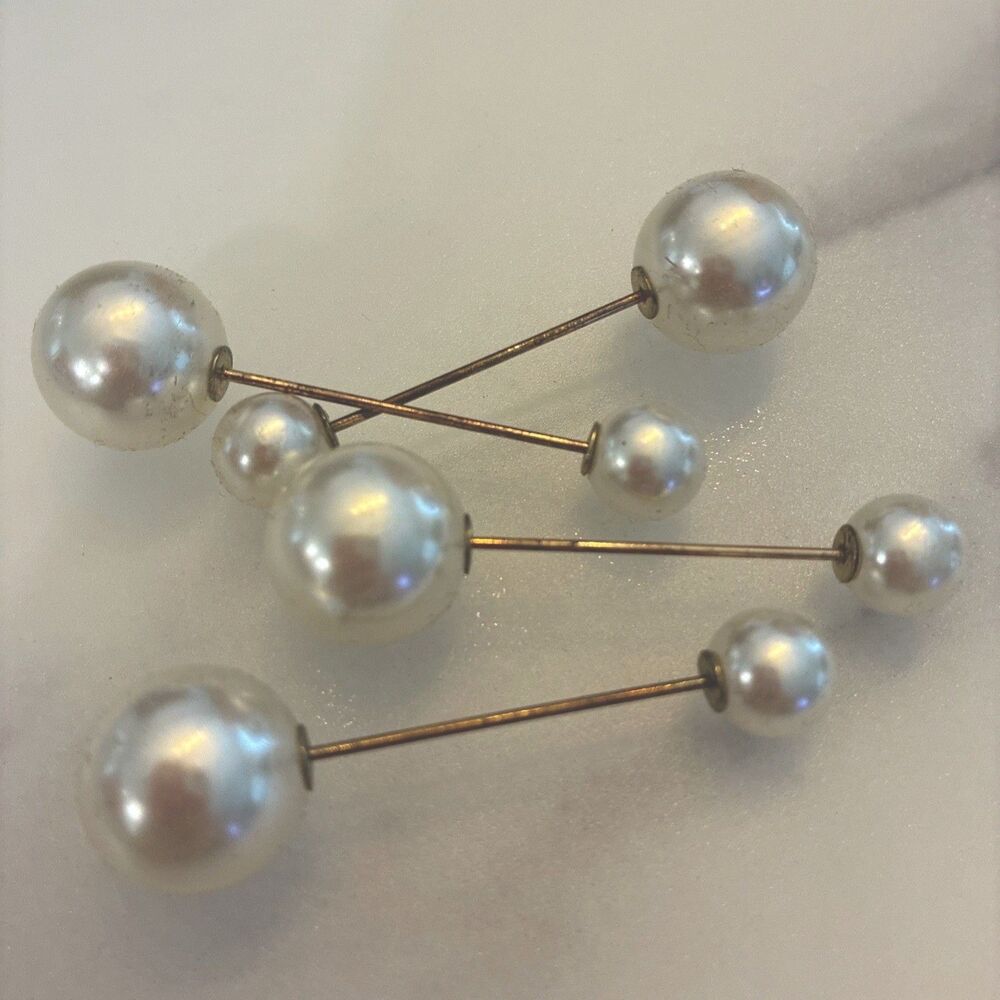 White Pearl Brooch Pin Dress Waist Cincher Neckline Fabric Tuck Clasp